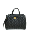 Gucci Black GG Marmont Top Handle Tote Small Bag