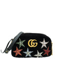 Gucci Black Velvet GG Marmont Crystal Star Small Bag