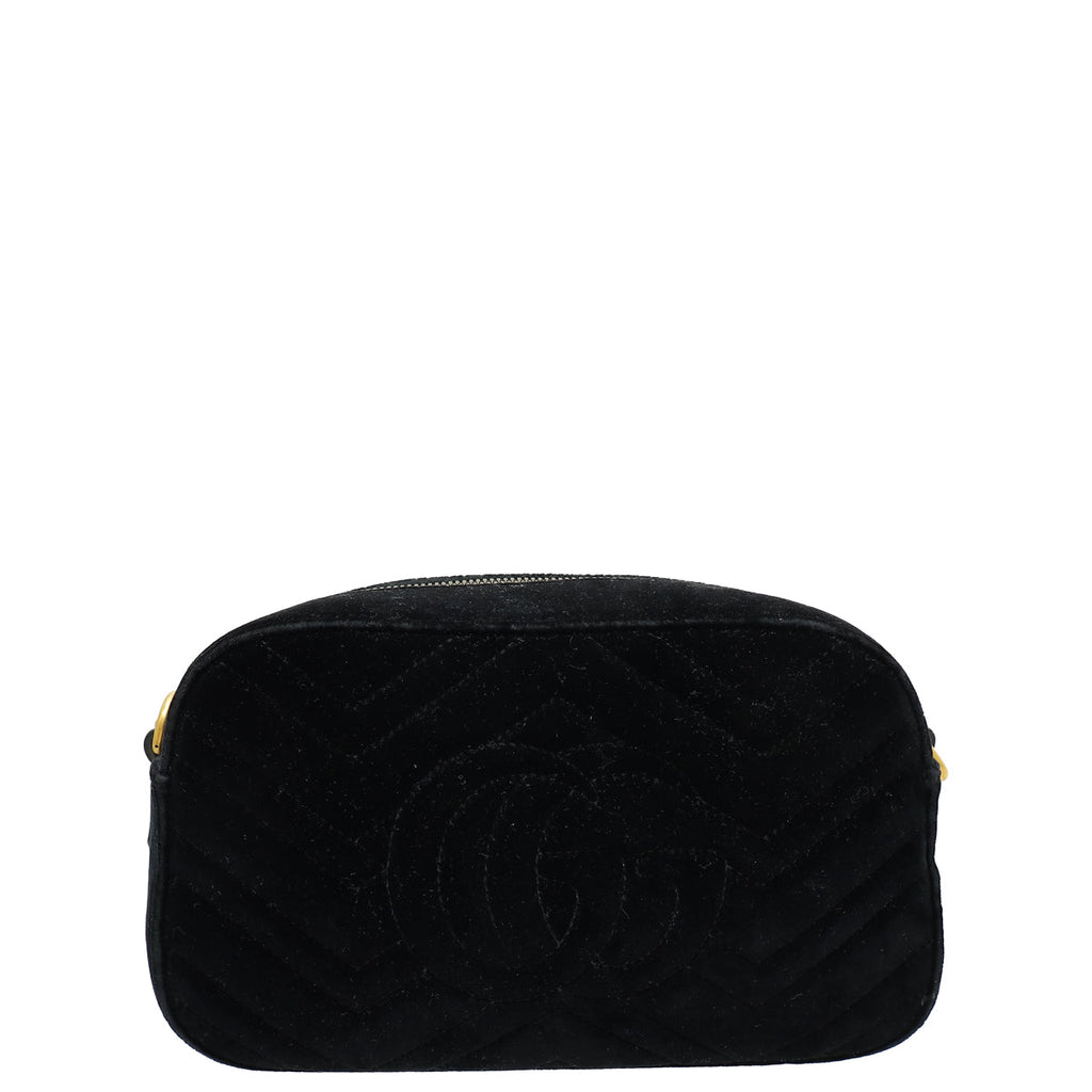 Gucci Black Velvet GG Marmont Crystal Star Small Bag