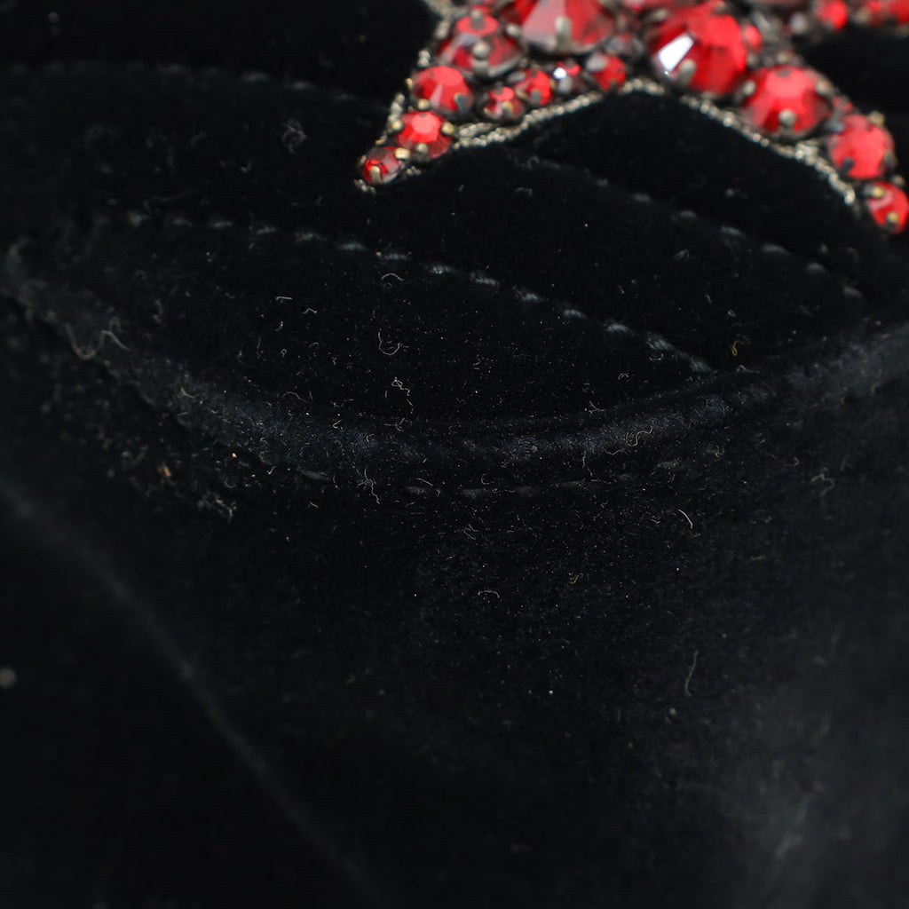 Gucci Black Velvet GG Marmont Crystal Star Small Bag