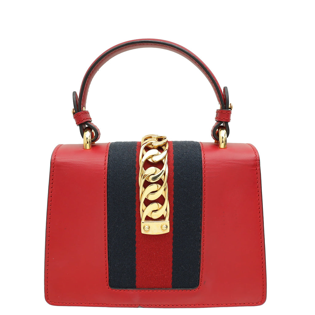 Gucci Red Sylvie Mini Top Handle Bag