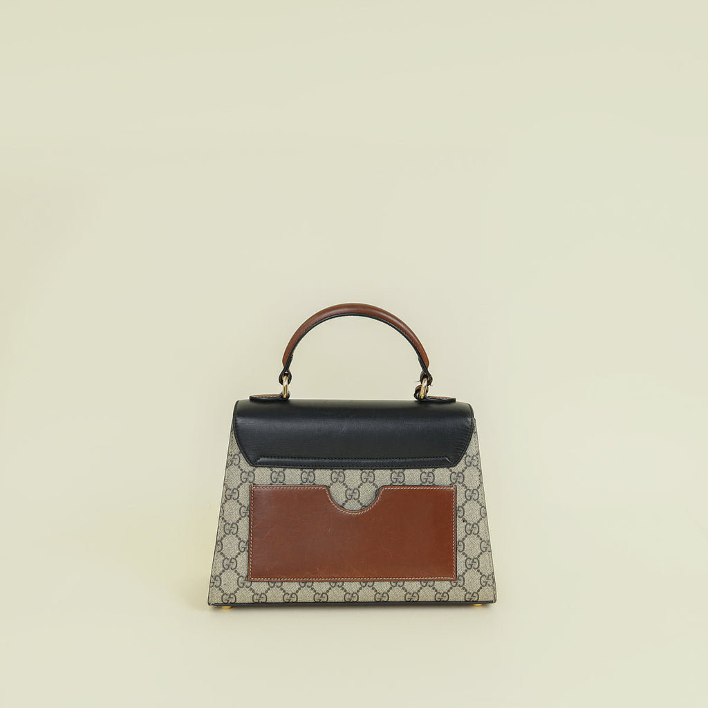 Gucci Bicolor GG Supreme Padlock Top Handle Small Bag