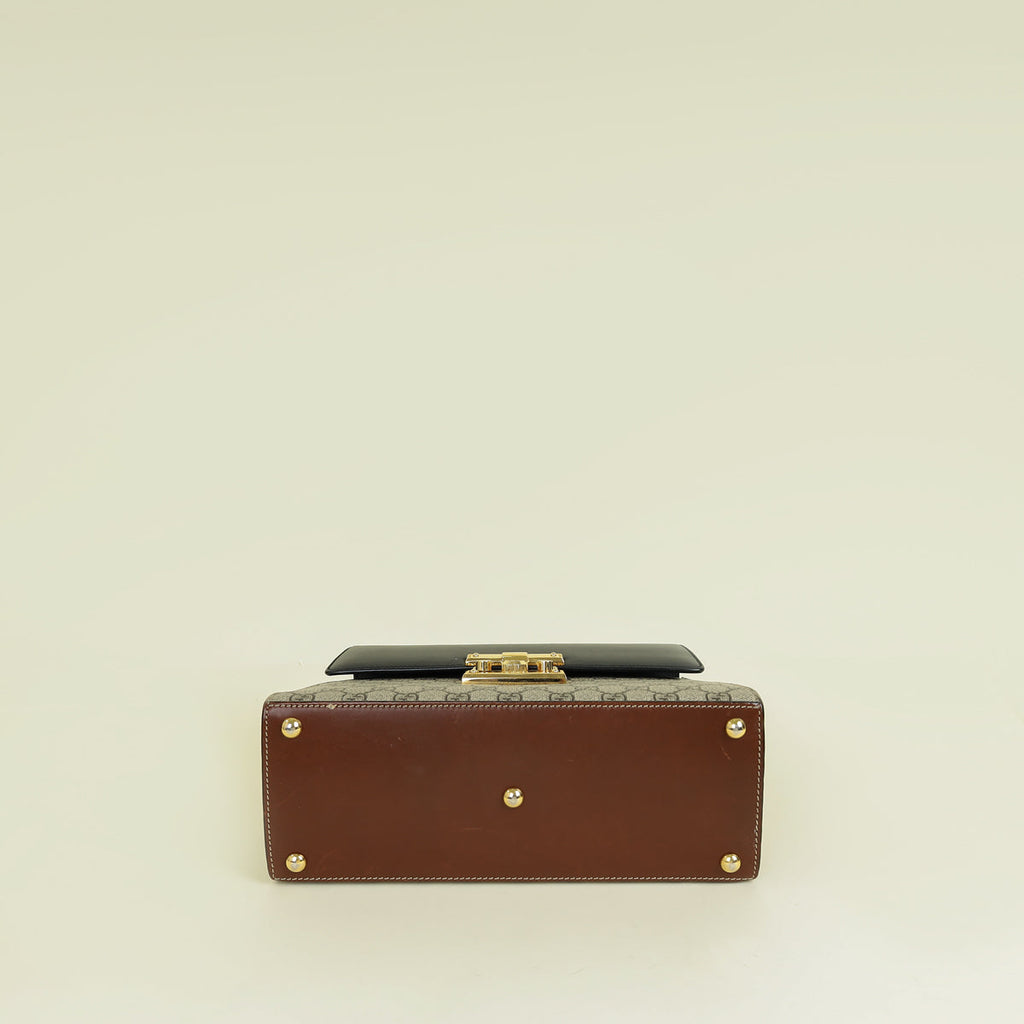 Gucci Bicolor GG Supreme Padlock Top Handle Small Bag