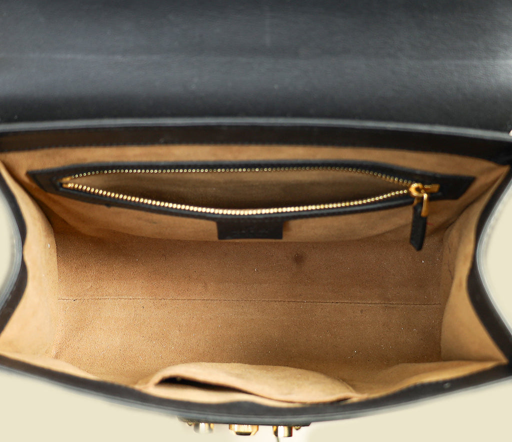 Gucci Bicolor GG Supreme Padlock Top Handle Small Bag