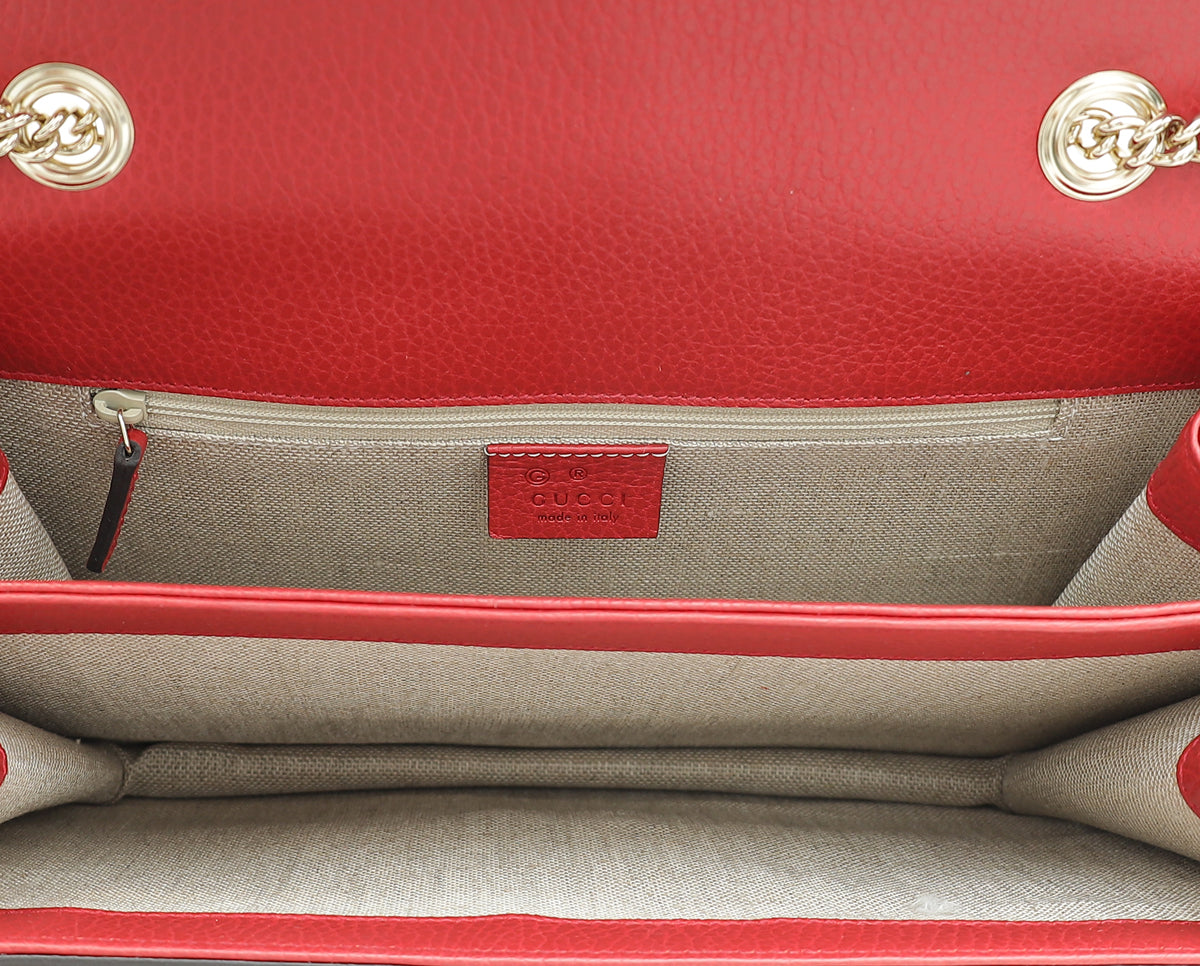 Gucci Red Interlocking G Flap Medium Shoulder Bag
