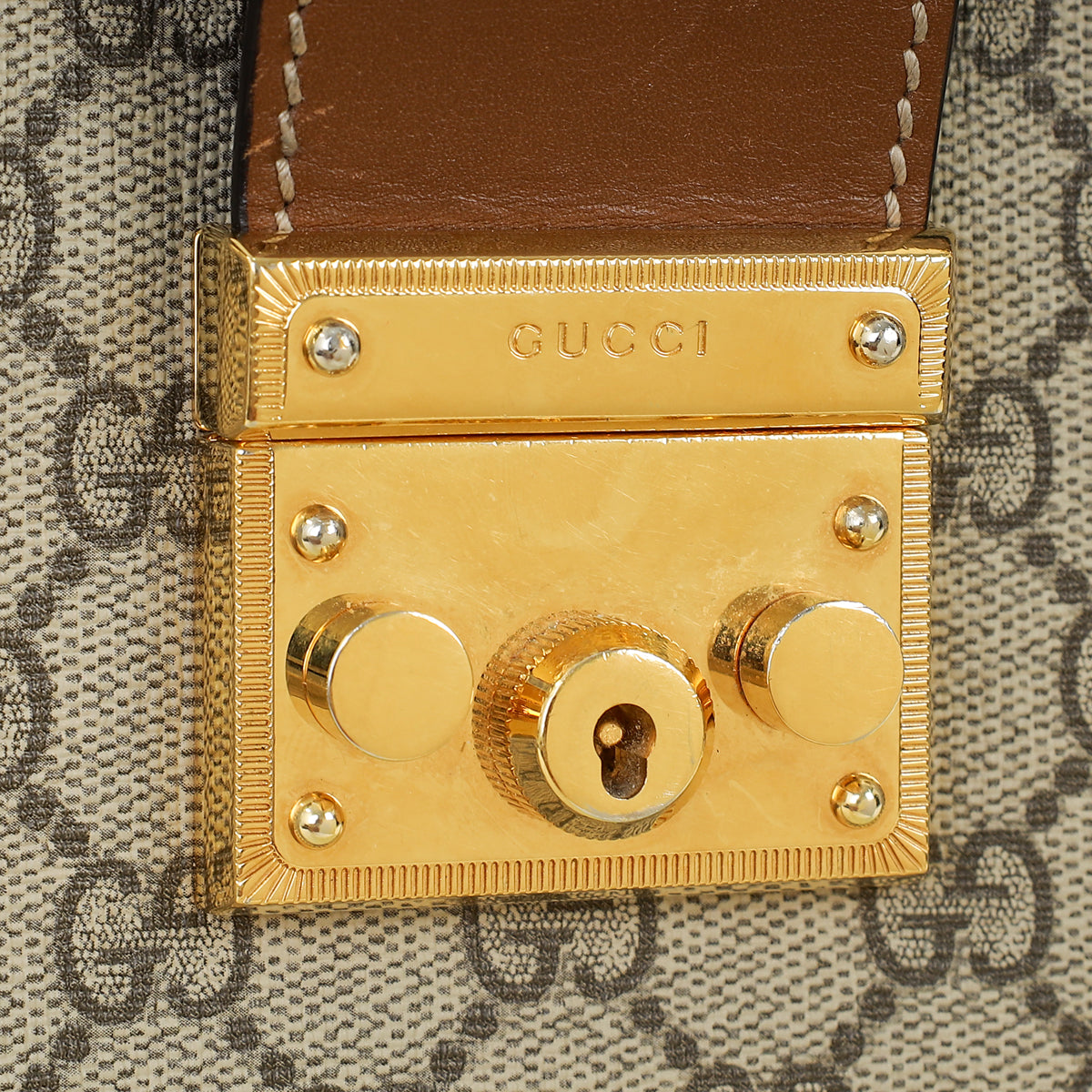 Gucci Bicolor GG Supreme Padlock Small Tote Bag