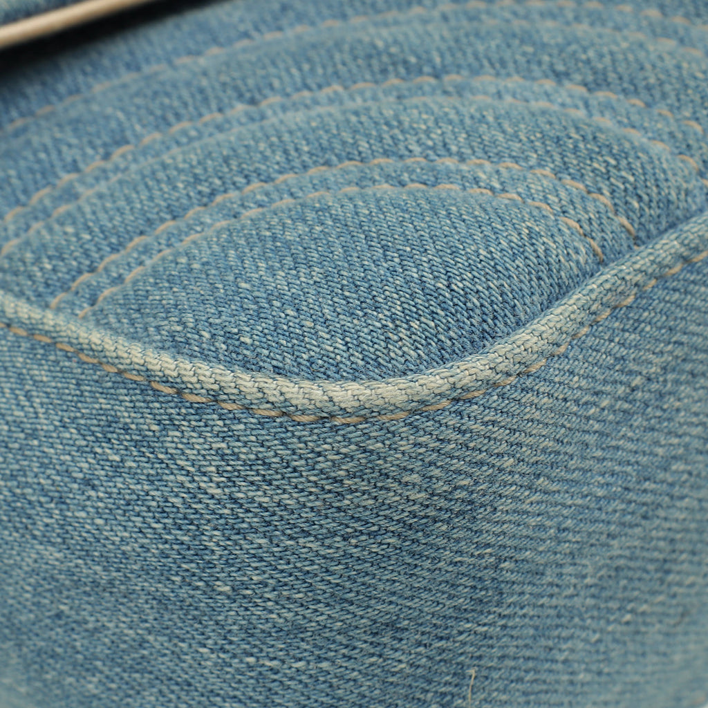Gucci Blue Denim GG Pearly Marmont Mini Shoulder Bag