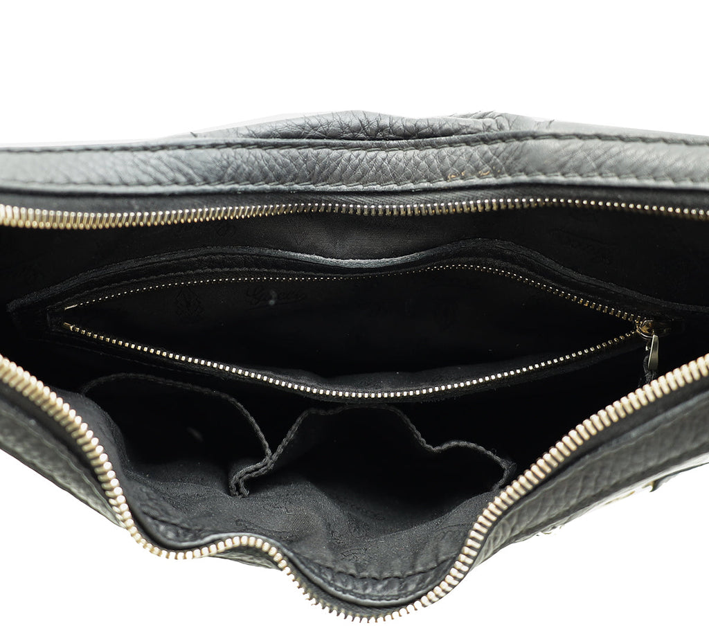 Gucci Black Vintage Web Horsebit Heritage Hobo Bag