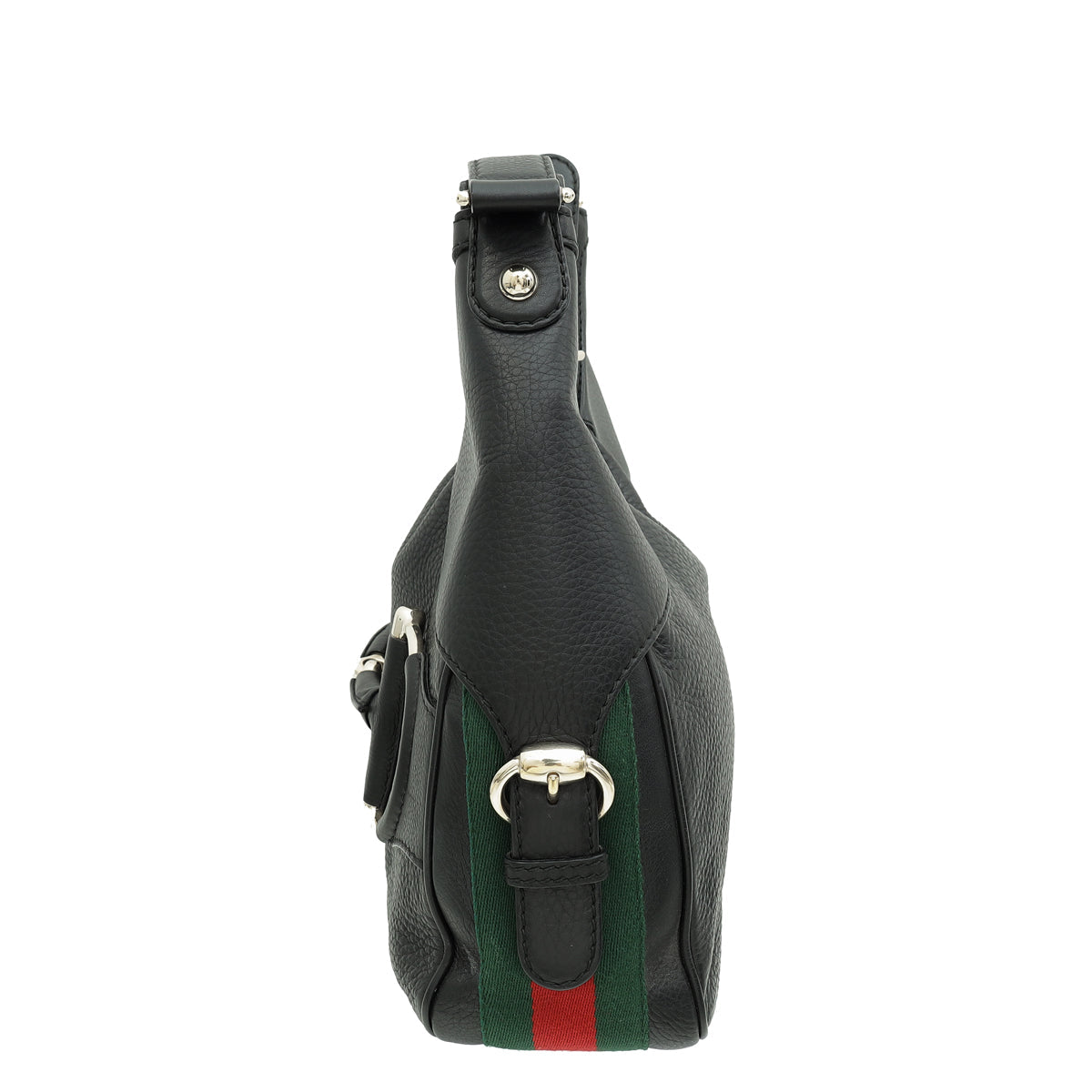 Gucci Black Vintage Web Horsebit Heritage Hobo Bag