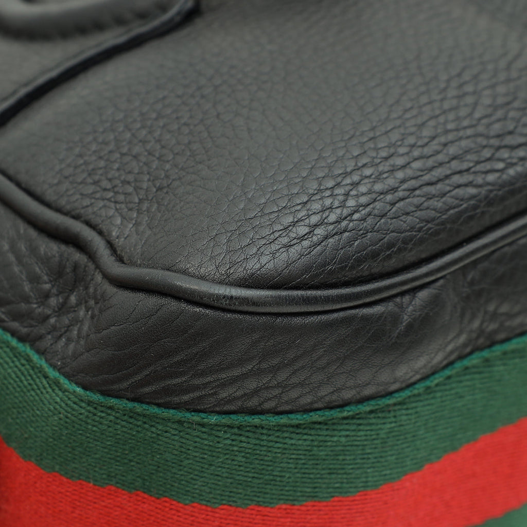 Gucci Black Vintage Web Horsebit Heritage Hobo Bag