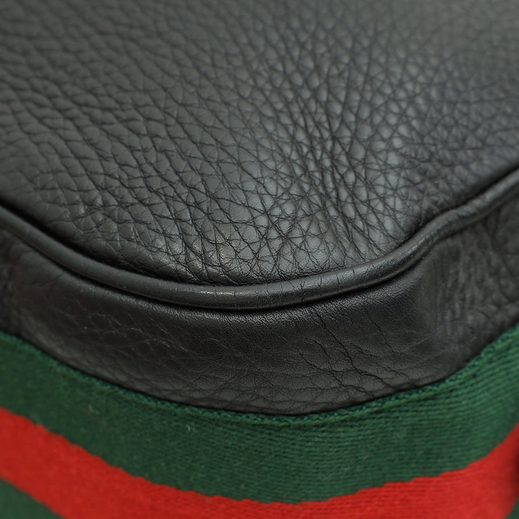 Gucci Black Vintage Web Horsebit Heritage Hobo Bag