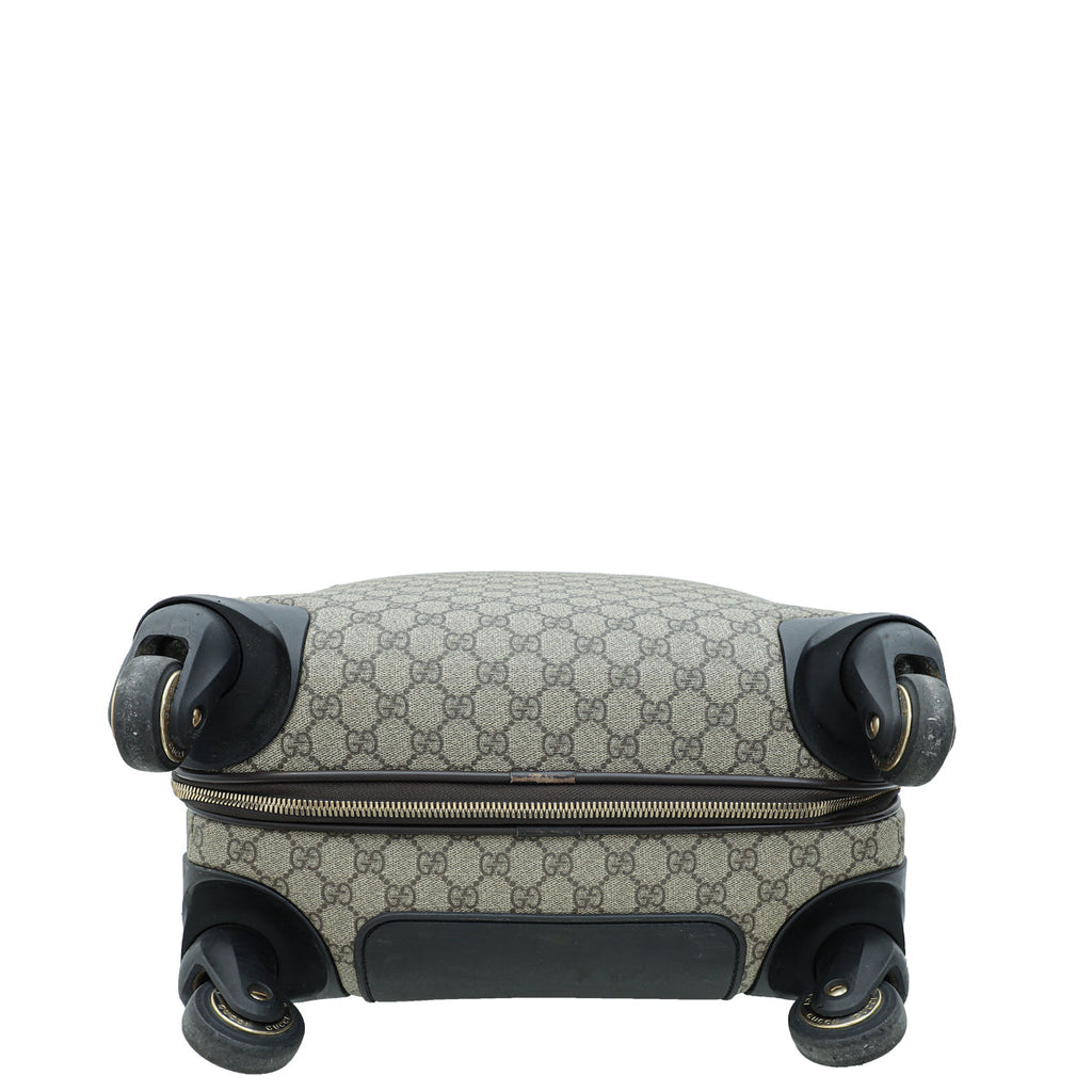Gucci Bicolor GG Supreme Selleria 4-Wheeled Carry On Suitcase