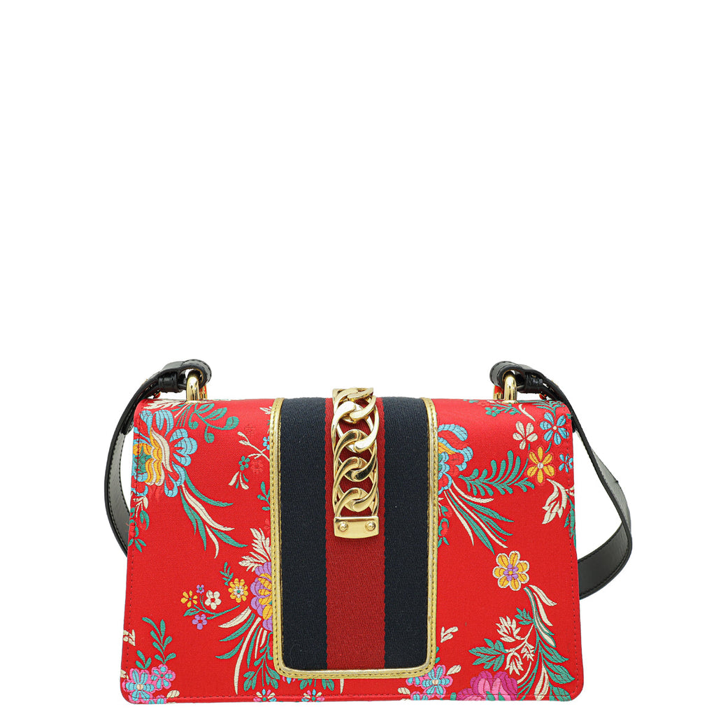 Gucci Multicolor Sylvie Jacquard Floral Small Shoulder Bag