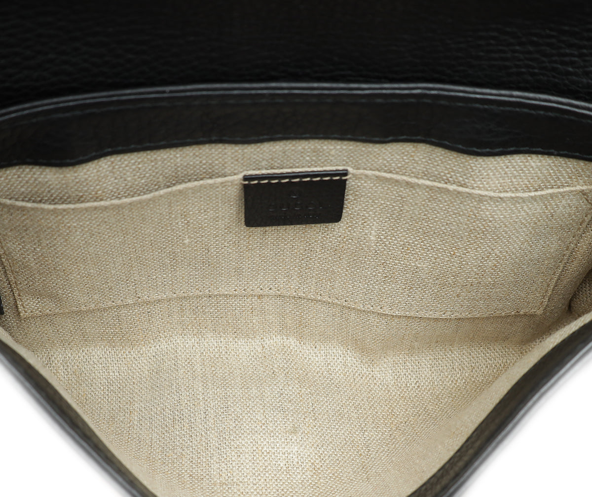 Gucci Black Python Greenwich Chain Clutch