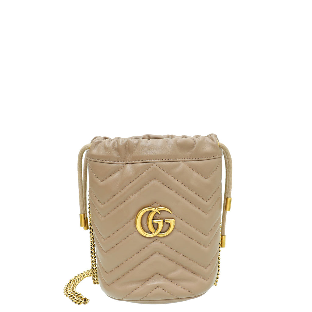 Gucci Dusty Pink Aged GG Marmont Mini Bucket Bag