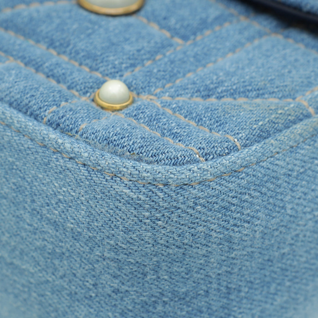 Gucci Blue GG Denim Marmont Pearl Mini Shoulder Bag