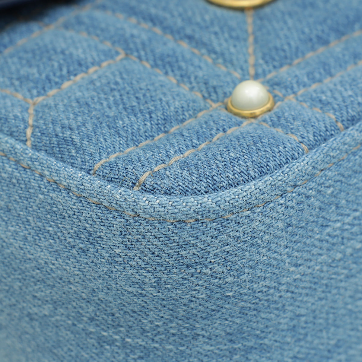 Gucci Blue GG Denim Marmont Pearl Mini Shoulder Bag