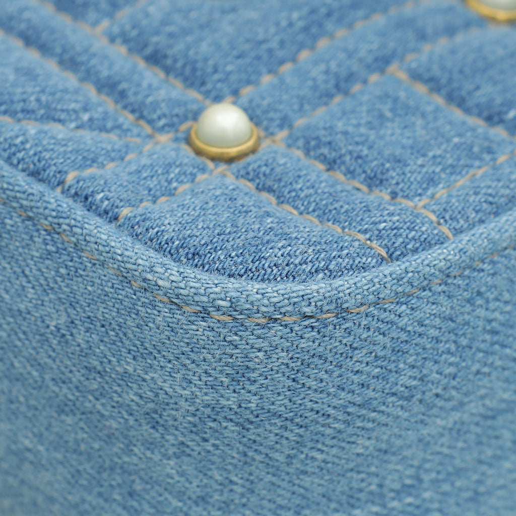 Gucci Blue GG Denim Marmont Pearl Mini Shoulder Bag