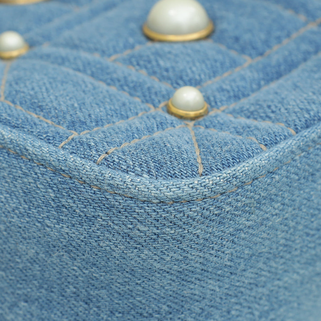 Gucci Blue GG Denim Marmont Pearl Mini Shoulder Bag
