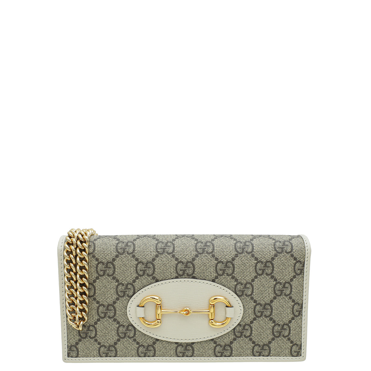 Gucci Bicolor GG Supreme Horsebit 1955 Wallet With Chain