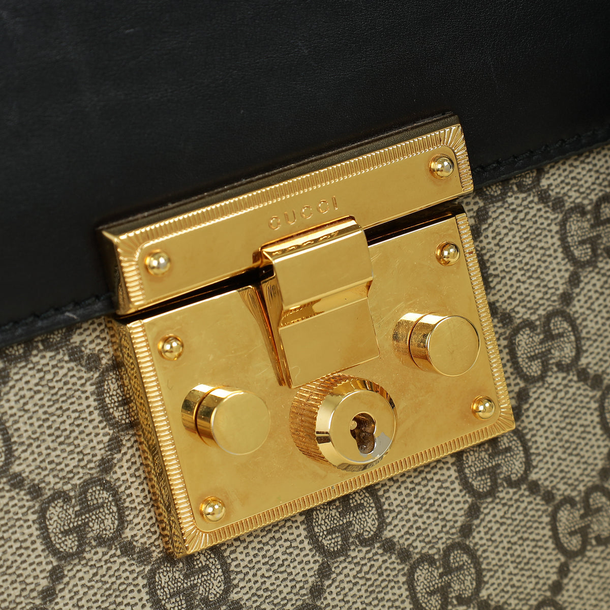 Gucci Tricolor Top Handle Padlock Medium Bag