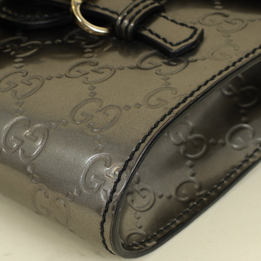 Gucci Metallic Gray GG Shine Mini Emily Bag