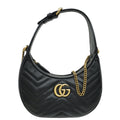 Gucci Black GG Marmont Chain Hobo Shoulder Bag