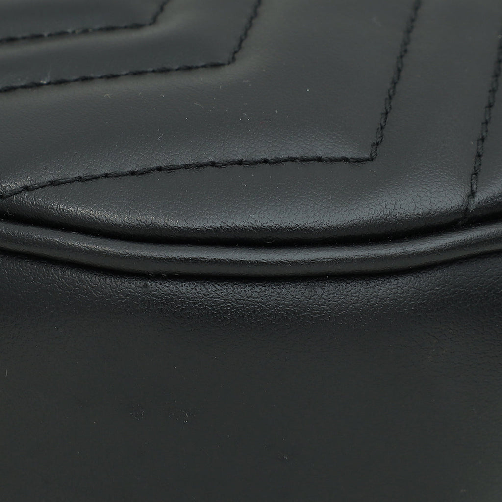 Gucci Black GG Marmont Chain Hobo Shoulder Bag