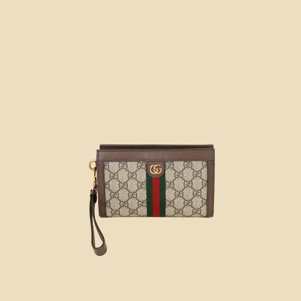 Gucci Bicolor GG Supreme Ophidia Wristlet Pouch