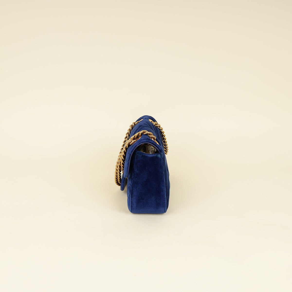Gucci Blue Velvet GG Marmont Mini Shoulder Bag