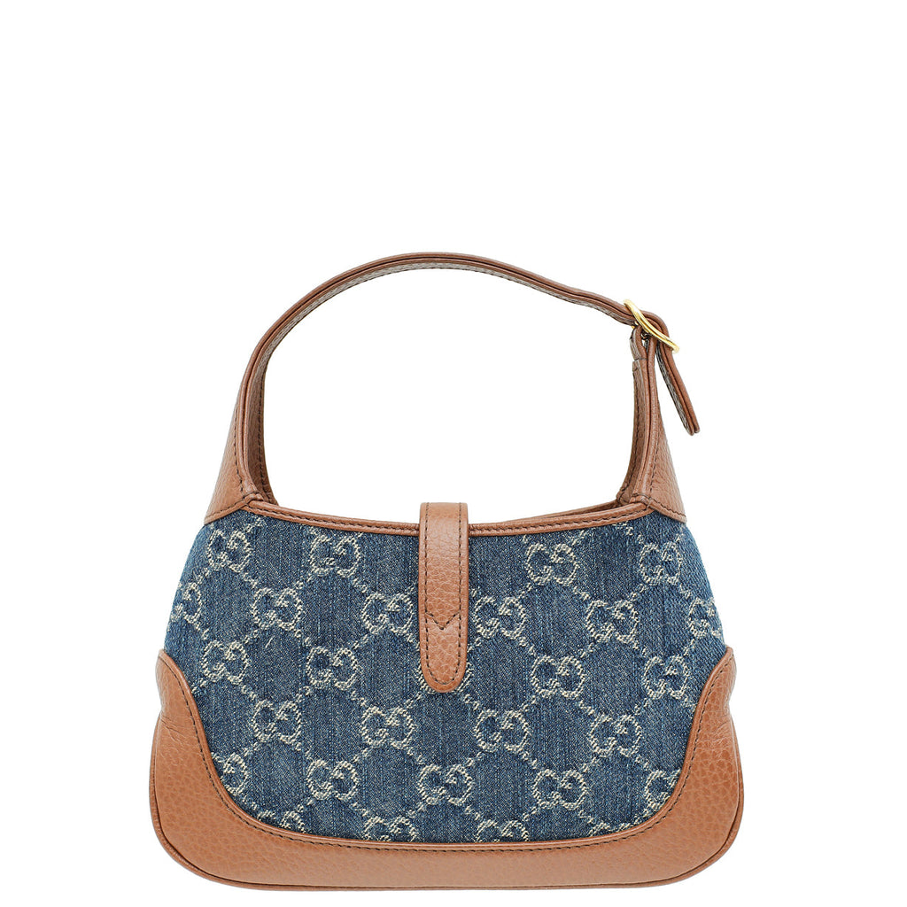 Gucci Bicolor GG Denim Jackie 1961 Mini Hobo Bag