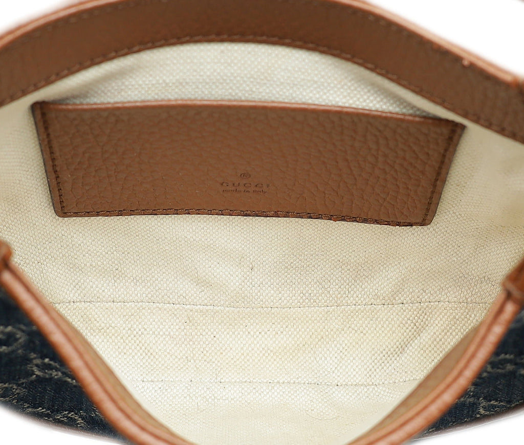 Gucci Bicolor GG Denim Jackie 1961 Mini Hobo Bag