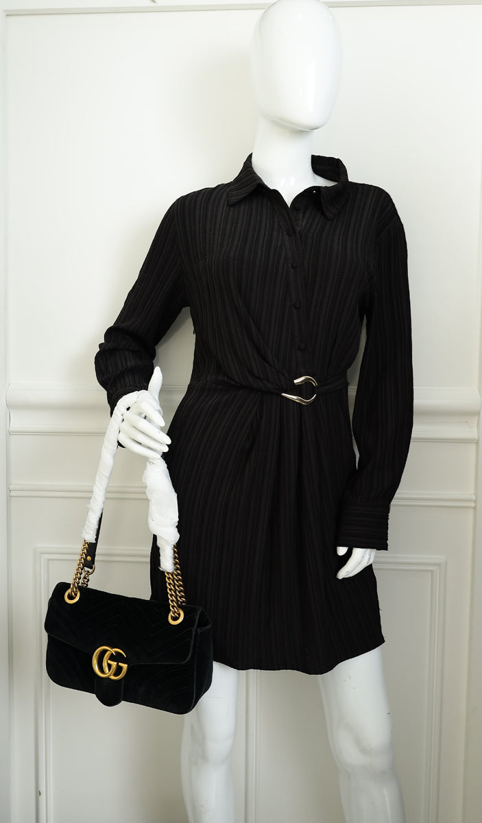 Gucci Black GG Marmont Velvet Medium Shoulder Bag