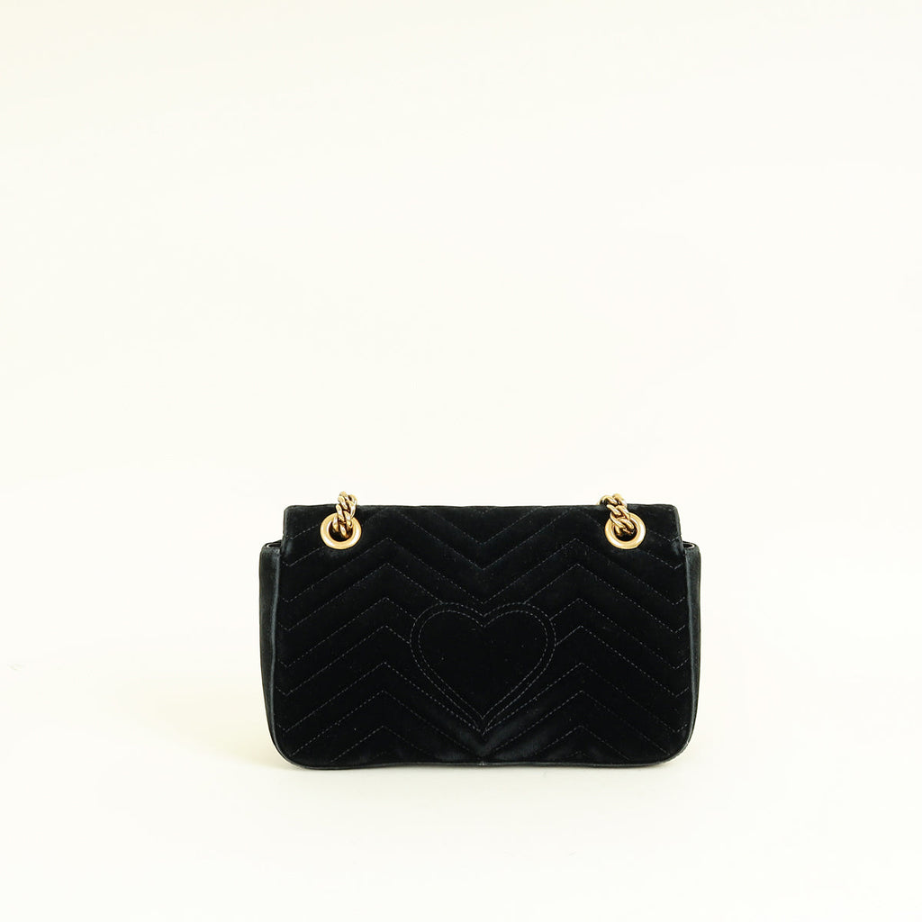 Gucci Black GG Marmont Velvet Medium Shoulder Bag