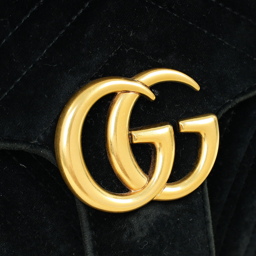 Gucci Black GG Marmont Velvet Medium Shoulder Bag