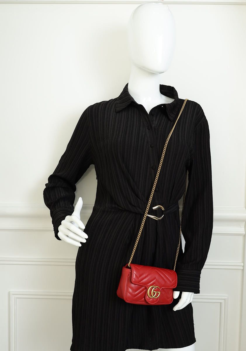 Gucci Red GG Marmont Matelasse Mini Bag