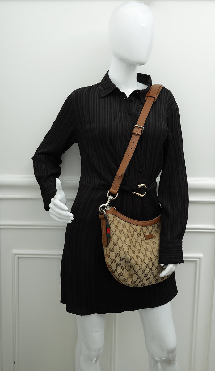 Gucci Ebony GG Half Moon Medium Crossbody Bag