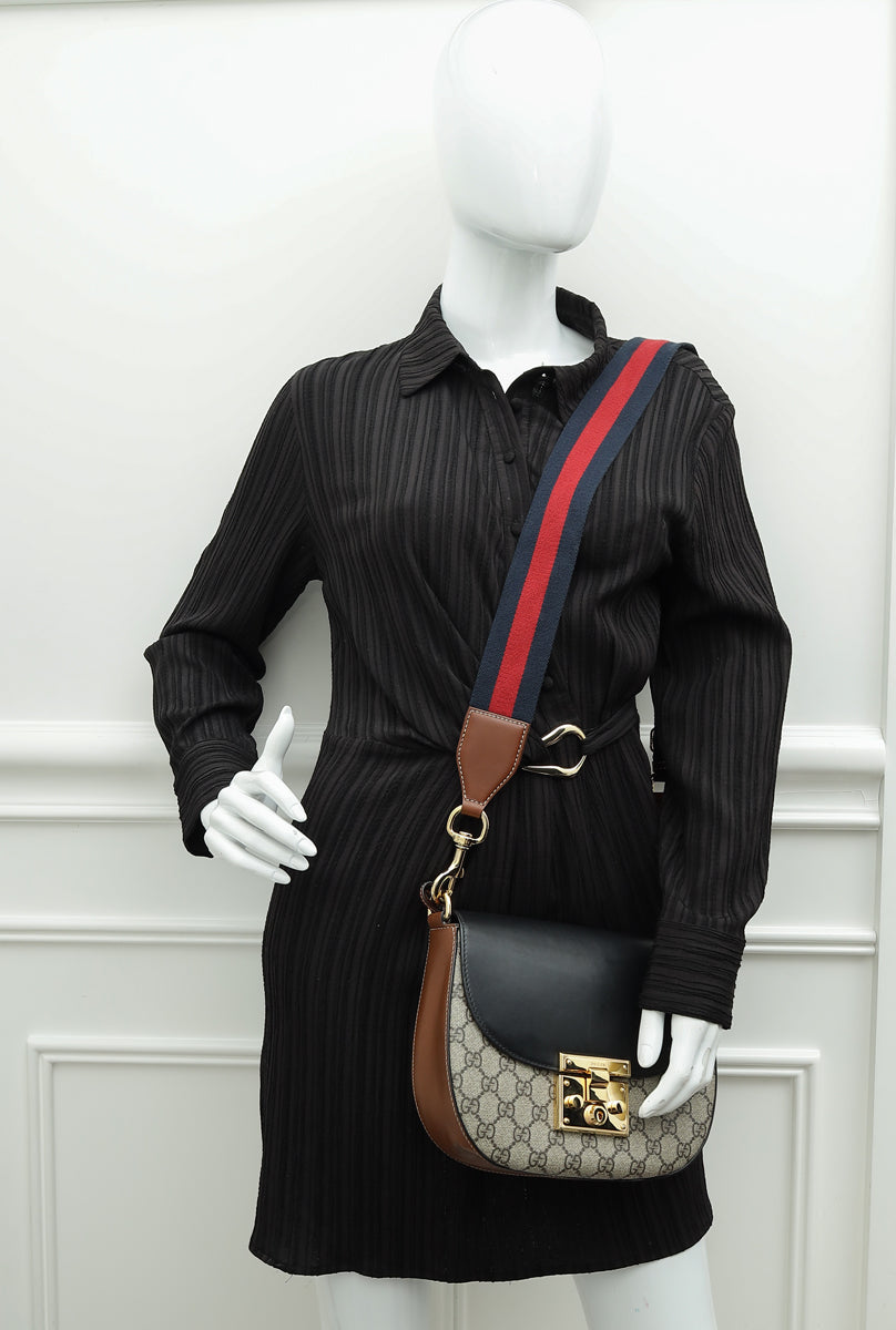 Gucci Multicolor GG Supreme Web Padlock Messenger Medium Bag