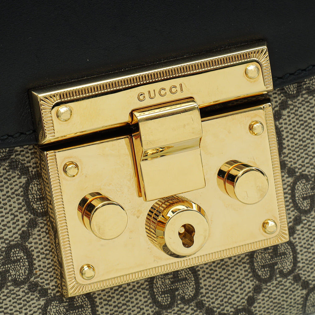 Gucci Multicolor GG Supreme Web Padlock Messenger Medium Bag