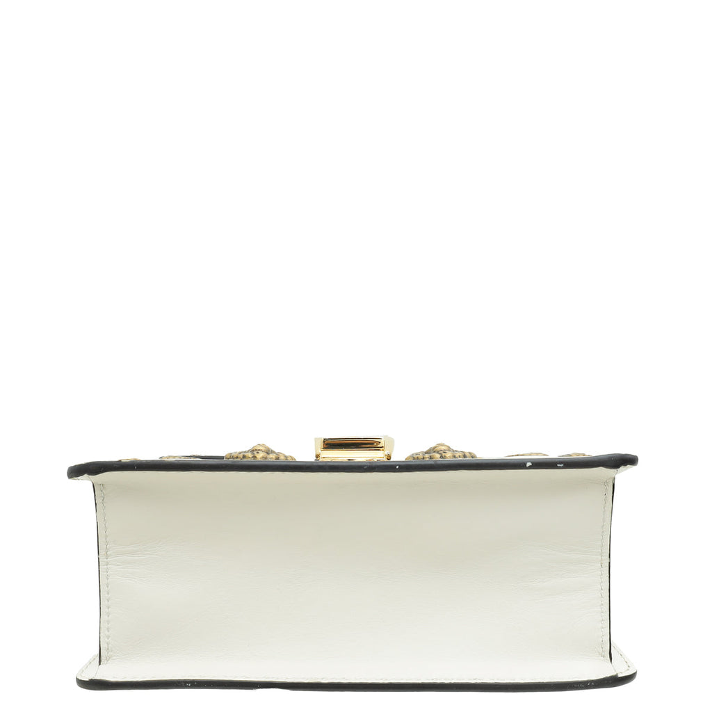 Gucci White Animal Studs Mini Sylvie Top Handle Bag