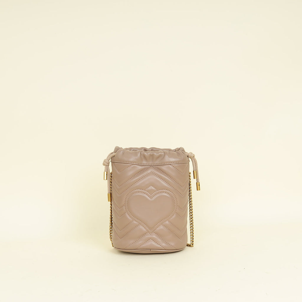 Gucci Taupe GG Marmont Mini Bucket Bag