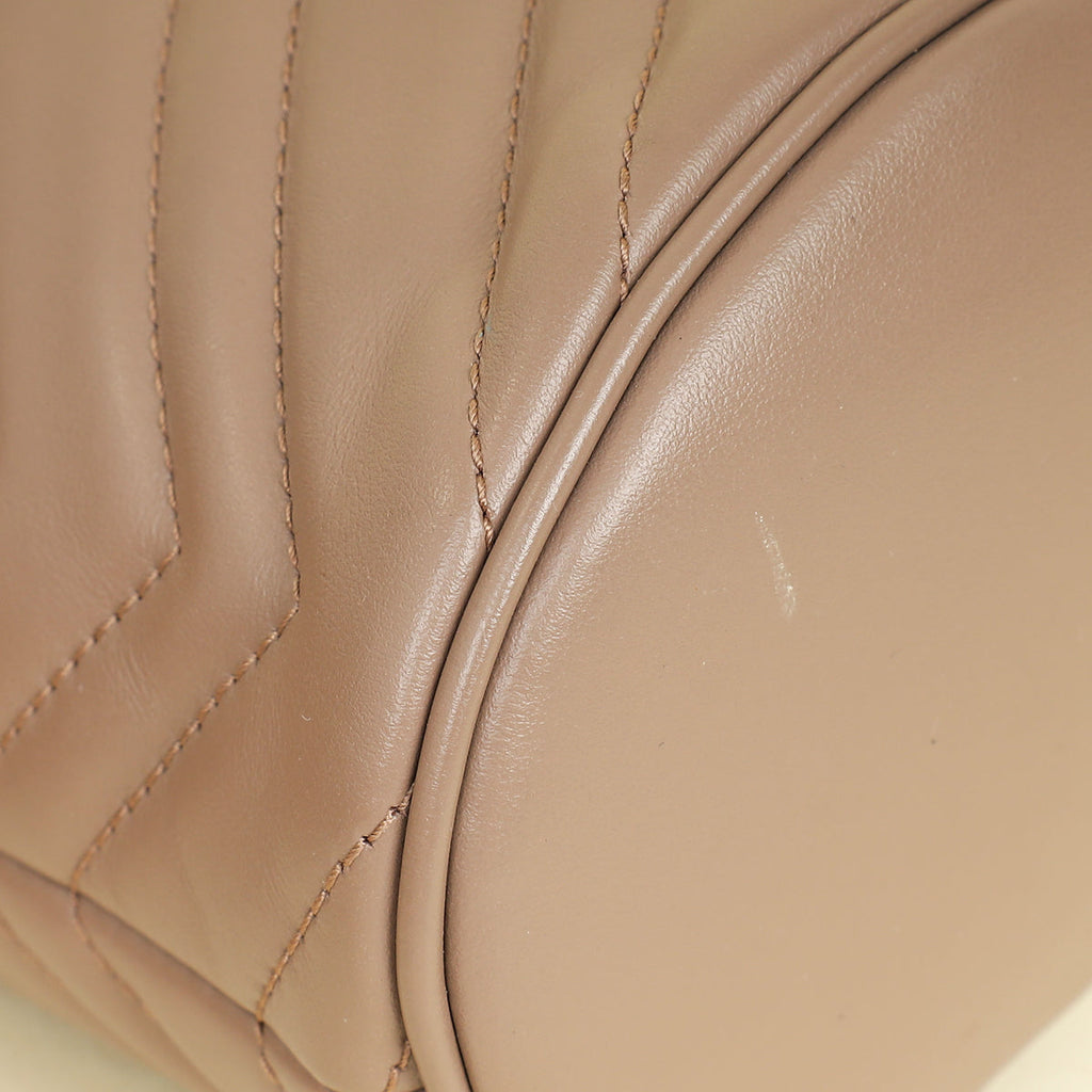 Gucci Taupe GG Marmont Mini Bucket Bag