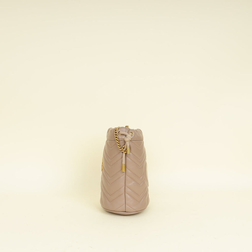 Gucci Taupe GG Marmont Mini Bucket Bag