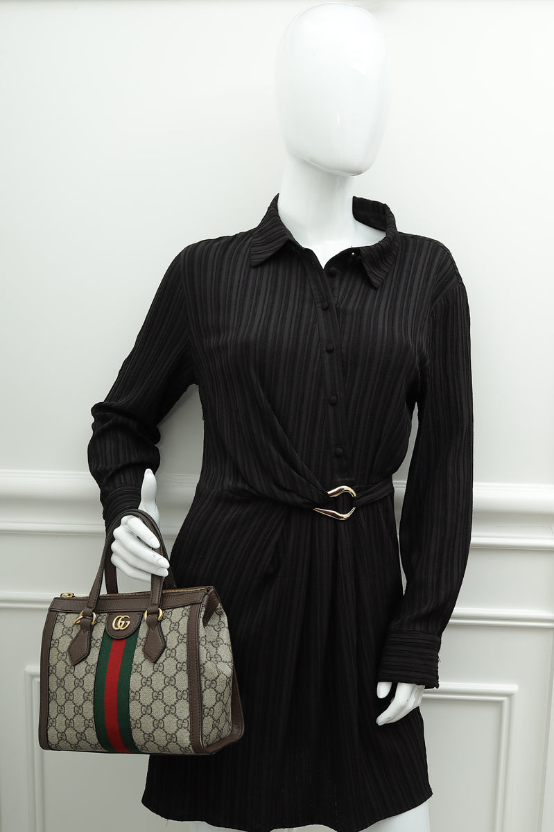 Gucci Ebony GG Supreme Ophidia Small Tote Bag