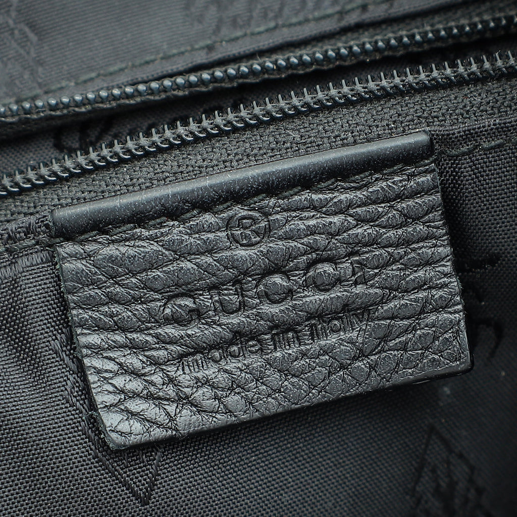 Gucci Black Guccissima New Web Large Hobo Bag
