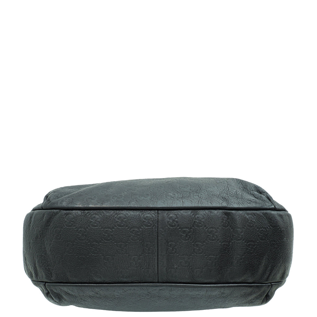 Gucci Black Guccissima New Web Large Hobo Bag