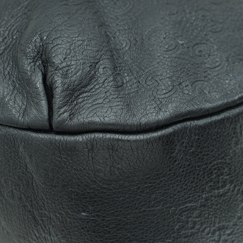 Gucci Black Guccissima New Web Large Hobo Bag