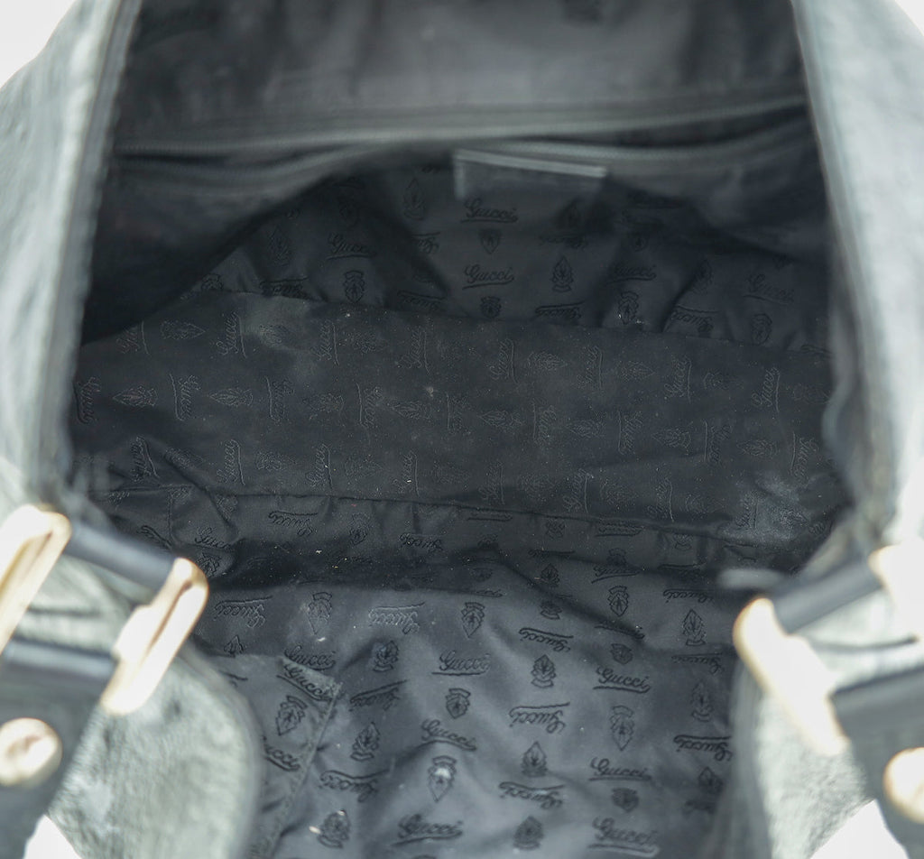 Gucci Black Guccissima New Web Large Hobo Bag