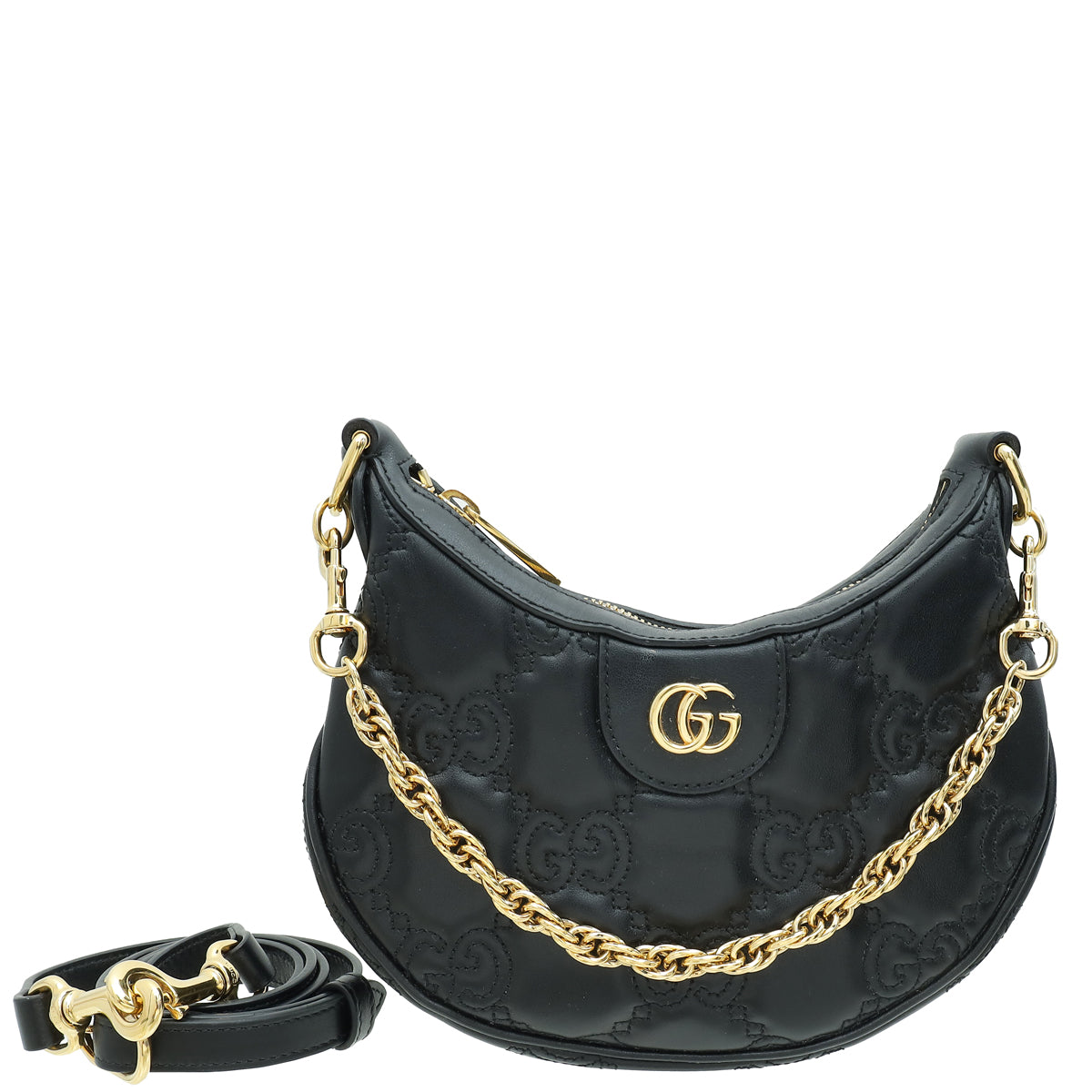 Gucci Black GG Matelasse Mini Hobo Bag