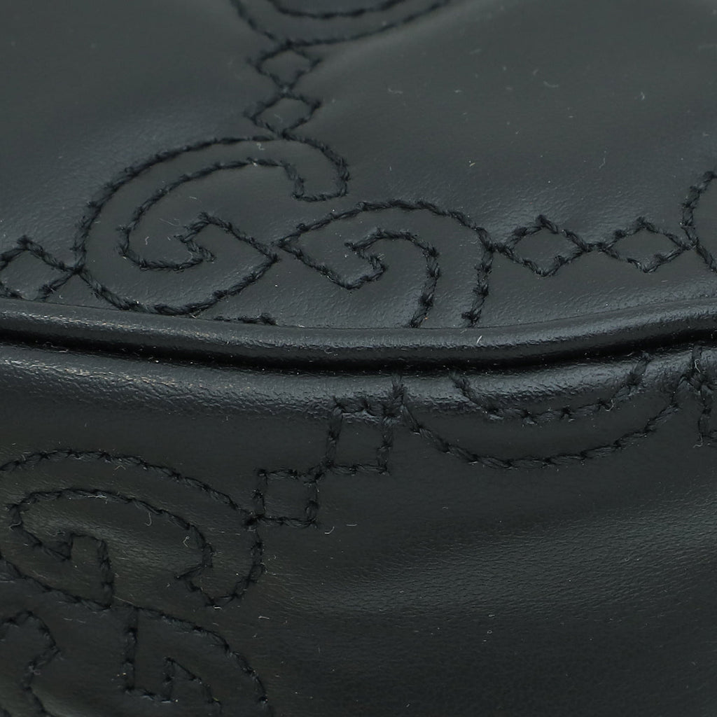 Gucci Black GG Matelasse Mini Hobo Bag